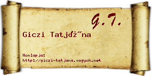 Giczi Tatjána névjegykártya