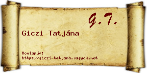 Giczi Tatjána névjegykártya